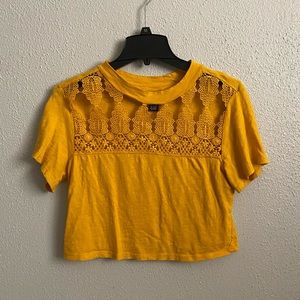 Yellow Lace Crop Top